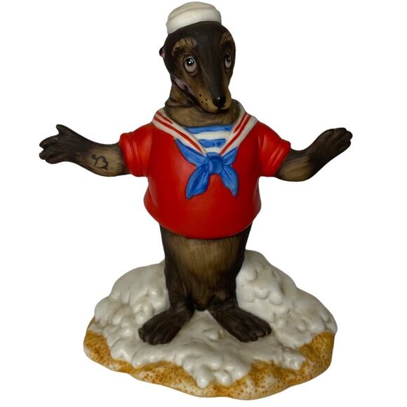 Vintage Sea World Seamore Sea Lion Figurine Porcelain Sailor Seal Souvenir 1982 - Picture 1 of 13